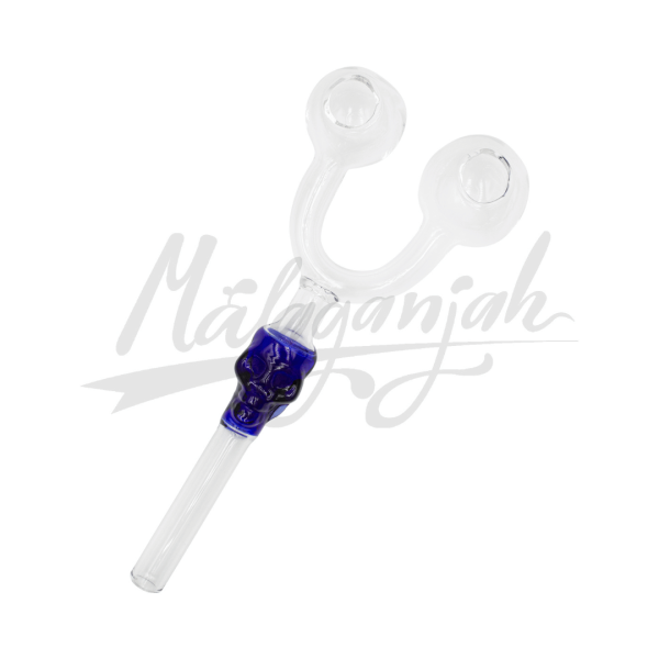 Pipa Vidrio Wax Doble Calavera Málaganjah Azul