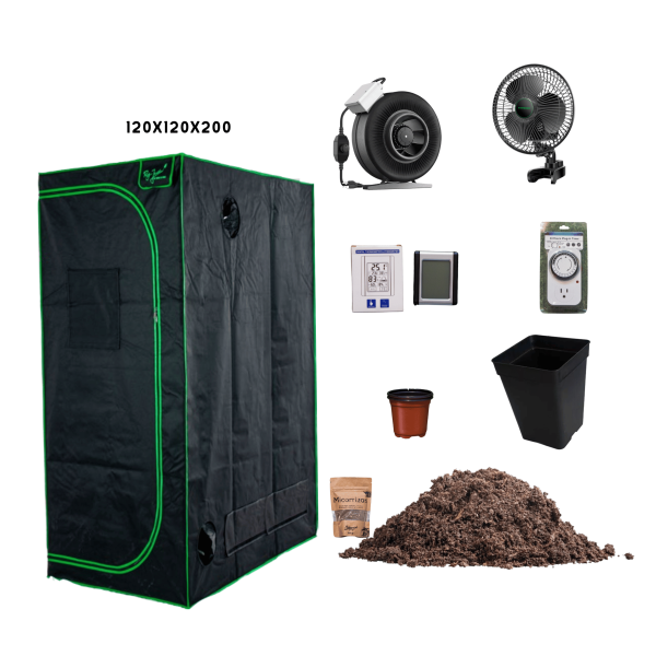 Kit Interior Básico Málaganjah Kit de Cultivo indoor 120x120x200