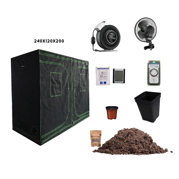 Kit Interior Básico Málaganjah Kit de Cultivo indoor 240x120x200